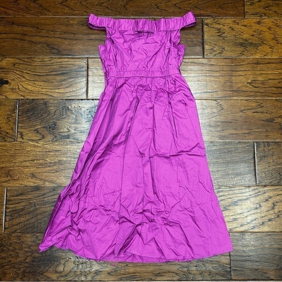 Anthropologie Maeve Mona Off the Shoulder Midi Dress Fuchsia - Picture 4 of 9
